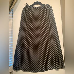 Liz Claiborne Maxi Skirt Dark Blue grid squares lined classy size 8 side zipper